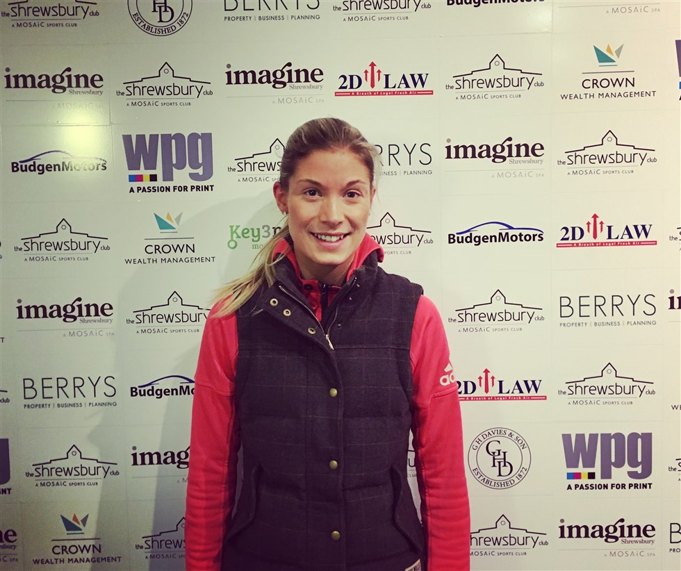 Kate pictured in front of our #WinnersWall at the Shrewsbury Club.